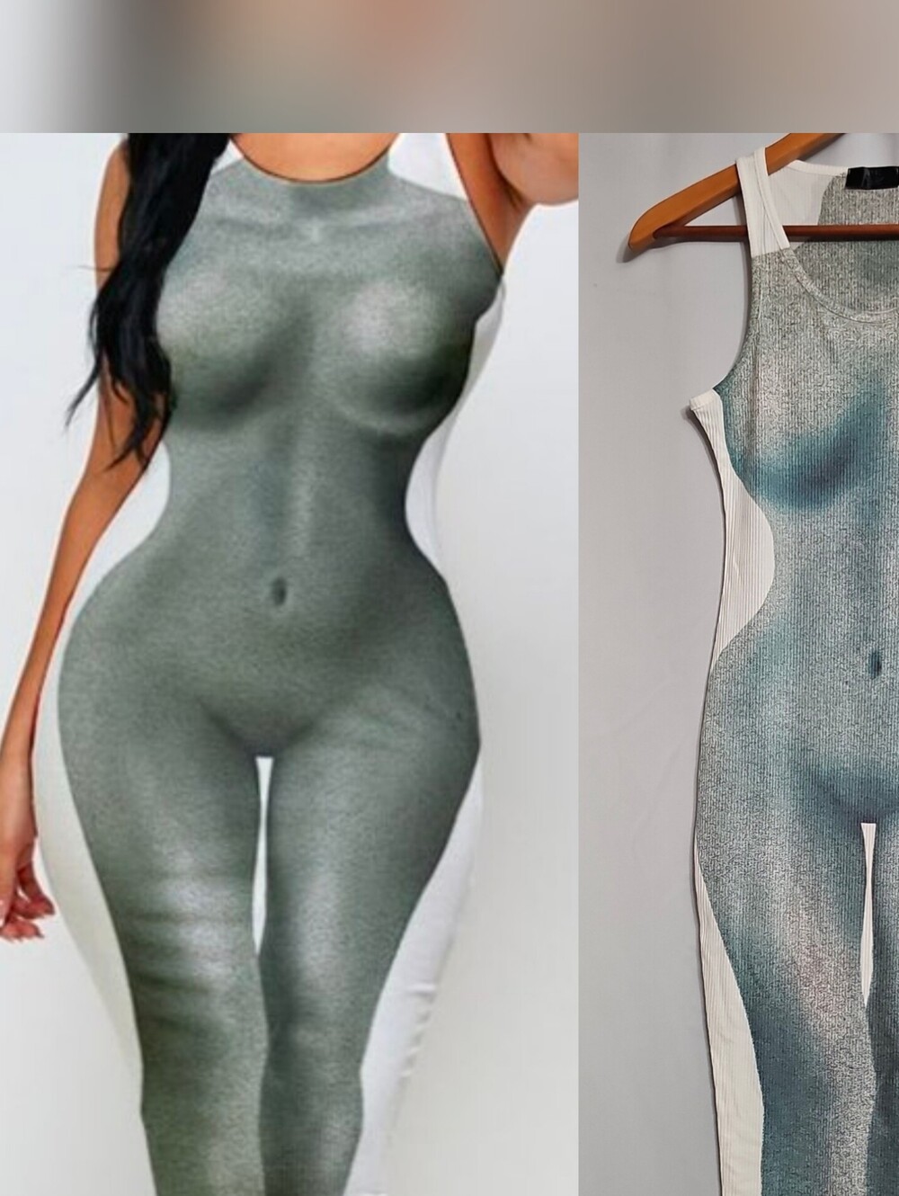 BoddyOddy Midi Length Tank Dress Small White Greenish-Grey New